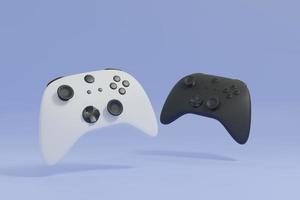 illustrazione di rendering 3d del joystick del controller di gioco bianco e nero foto