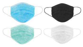 set di 4 diversi colori di maschera protettiva chirurgica per prevenire il coronavirus. maschera medica di vari colori per la protezione contro l'influenza e altre malattie - immagine foto
