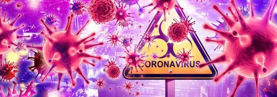 sfondo del virus corona, concetto di rischio pandemico. illustrazione 3d foto