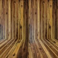 parete in legno e struttura del pavimento in legno prospettico. concetto di interni in stile vintage foto