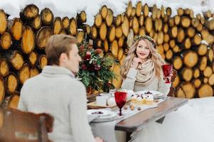 servizio fotografico di matrimonio invernale in natura foto