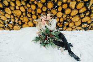 servizio fotografico di matrimonio invernale in natura foto