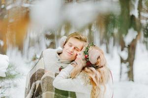 servizio fotografico di matrimonio invernale in natura foto