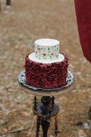 torta nuziale minima per il giorno del matrimonio. torta nuziale per gli sposi il giorno del matrimonio. foto