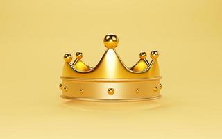 bella corona d'oro su sfondo giallo per il concetto di tesoro del re di rendering 3d.