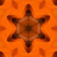 sfondo quadrato astratto arancione. modello caleidoscopio del deserto. sfondo libero. foto