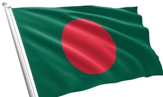 primo piano sventolando la bandiera del bangladesh foto