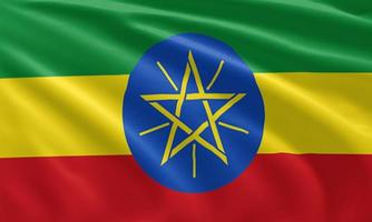 primo piano sventolando la bandiera dell'etiopia foto