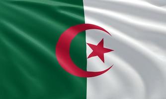 primo piano sventolando la bandiera dell'algeria foto