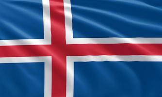 primo piano sventolando la bandiera dell'Islanda foto