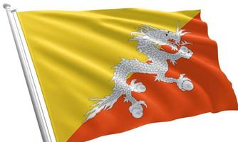 primo piano sventolando la bandiera del bhutan foto