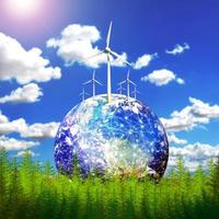 mondo dell'energia eolica. la turbina produce energia pulita. energia alternativa foto