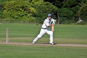 bamburgh, Northumberland, Regno Unito, 2010. giocando a cricket sul green foto