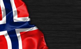 Primo piano della rappresentazione 3d della bandiera della Norvegia foto