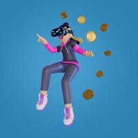 donne metaverse crypto cute teen adlut investimento gioco fi 3d, render, illustrazione foto