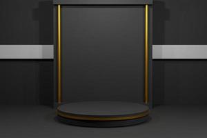 podio cilindrico minimo su sfondo scuro. presentazione del prodotto, mock up, piedistallo o piattaforma. rendering 3D foto