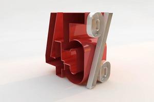 45 percento segno 3d numero rosso foto