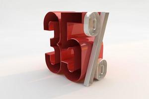 35 percento segno 3d numero rosso foto