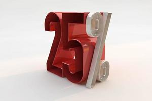 25 percento segno 3d numero rosso foto