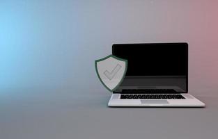 computer di sicurezza informatica sicuro contro gli attacchi. certificato SSL protocollo di comunicazione Internet e sicurezza informatica. rendering 3d foto