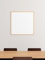poster in legno quadrato minimalista o mockup di cornice per foto sul muro nella sala riunioni dell'ufficio.