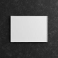 poster bianco orizzontale moderno e minimalista o mockup di cornice per foto sulla parete nera industriale. rendering 3D.