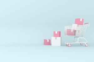 sfondo minimo Rendering 3d per lo shopping e il concetto di marketing. foto