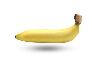 banana fresca isolata su fondo bianco con il percorso di residuo della potatura meccanica foto