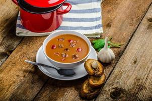 zuppa di gulasch con toast croccante all'aglio