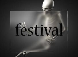 parola del festival su vetro e scheletro foto