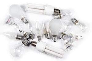 diverse lampadine su bianco foto