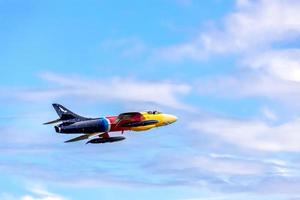 Shoreham via mare, sussex occidentale. Regno Unito, 2011. hawker hunter miss comportamento display aereo foto