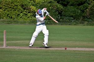 bamburgh, Northumberland, Regno Unito, 2010. giocando a cricket sul green foto