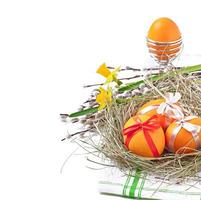 uova di Pasqua colorate su sfondo bianco foto