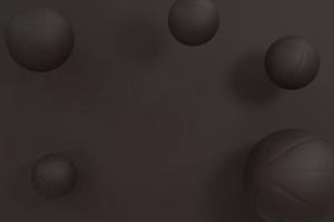 palle da basket di colore marrone scuro nell'illustrazione di rendering 3d a mezz'aria foto