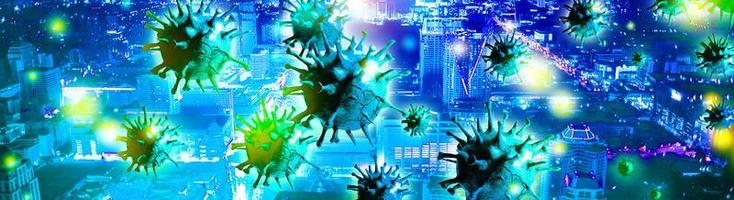 sfondo del virus corona, concetto di rischio pandemico. illustrazione 3d foto