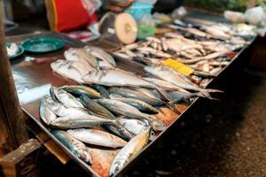 mercato del pesce a krabi, pesce crudo in un mercato vicino al mare tropicale foto