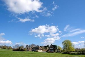 michelever, hampshire, Regno Unito, 2017. vista di un cottage con il tetto di paglia foto