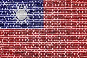 bandiera di Taiwan dipinta su un muro di mattoni foto