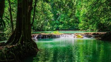 cascata del paesaggio di bok khorani. thanbok khoranee parco nazionale lago, sentiero natura, foresta, foresta di mangrovie, viaggio natura, viaggio thailandia. studio della natura. attrazioni. foto