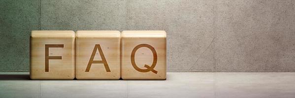 faq parola blocchi di legno. rendering 3d foto