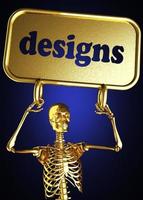 disegna la parola e lo scheletro dorato foto