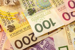 valuta polacca delle banconote di zloty come fondo foto