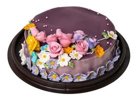 decorazioni di torta di marmellata d'uva viola con glassa di frutta colorata foto