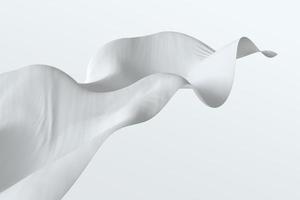 panno di seta satinato bianco astratto per lo sfondo. sventolando nell'illustrazione 3d del vento