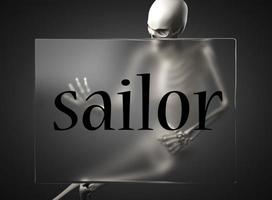 parola marinaio su vetro e scheletro foto