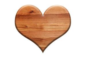 a forma di cuore in legno isolato su bianco. simbolo d'amore foto