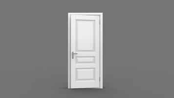 porta bianca illustrazione creativa di porta aperta e chiusa, ingresso realistico isolato su sfondo 3d foto