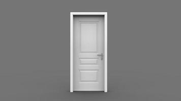 porta bianca illustrazione creativa di porta aperta e chiusa, ingresso realistico isolato su sfondo 3d foto