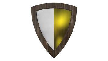 giallo bianco scudo legno medievale illustrazione 3d rendering foto